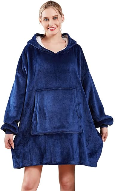 Hoodie Blanket,Oversized Ultra Soft Sherpa Fleece Warm Cosy Oversized Wearable Giant Sweatshirt Throw Onesize Fits All For Women Girls Adults Men Boys Kids Big Pocket