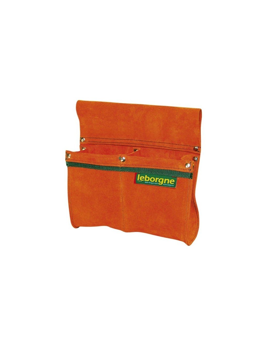 LEBORGNE - Double Poche Croûte de Cuir - Pochette à Clous/Ceinture - pour Charpentiers, Bâtisseurs de Maisons Ossature Bois, Maçons - Multipoches - Ergonomique et Robuste