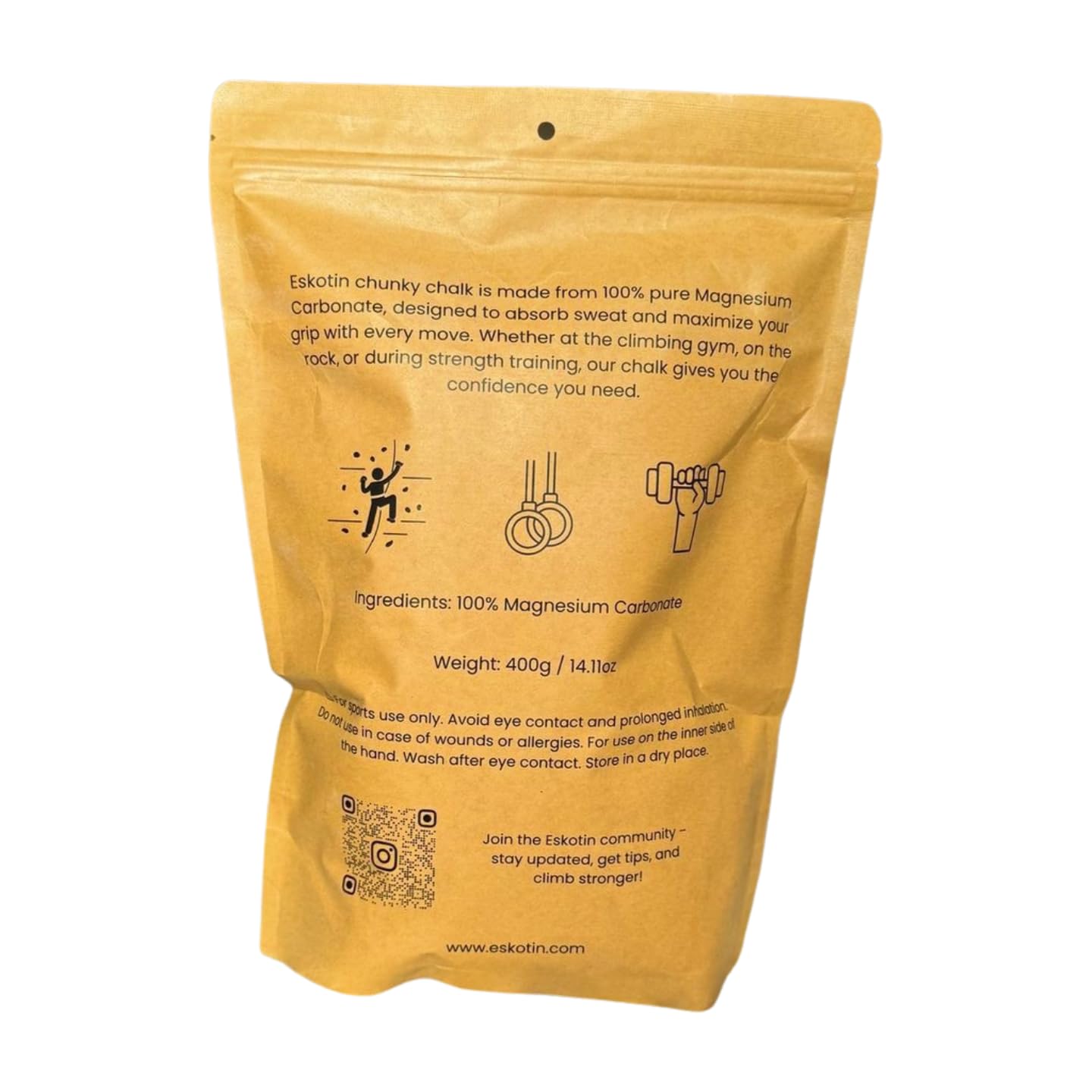 Magnesio para Escalada 400g Chunky Chalk Carbonato de Magnesio Puro Máximo Agarre