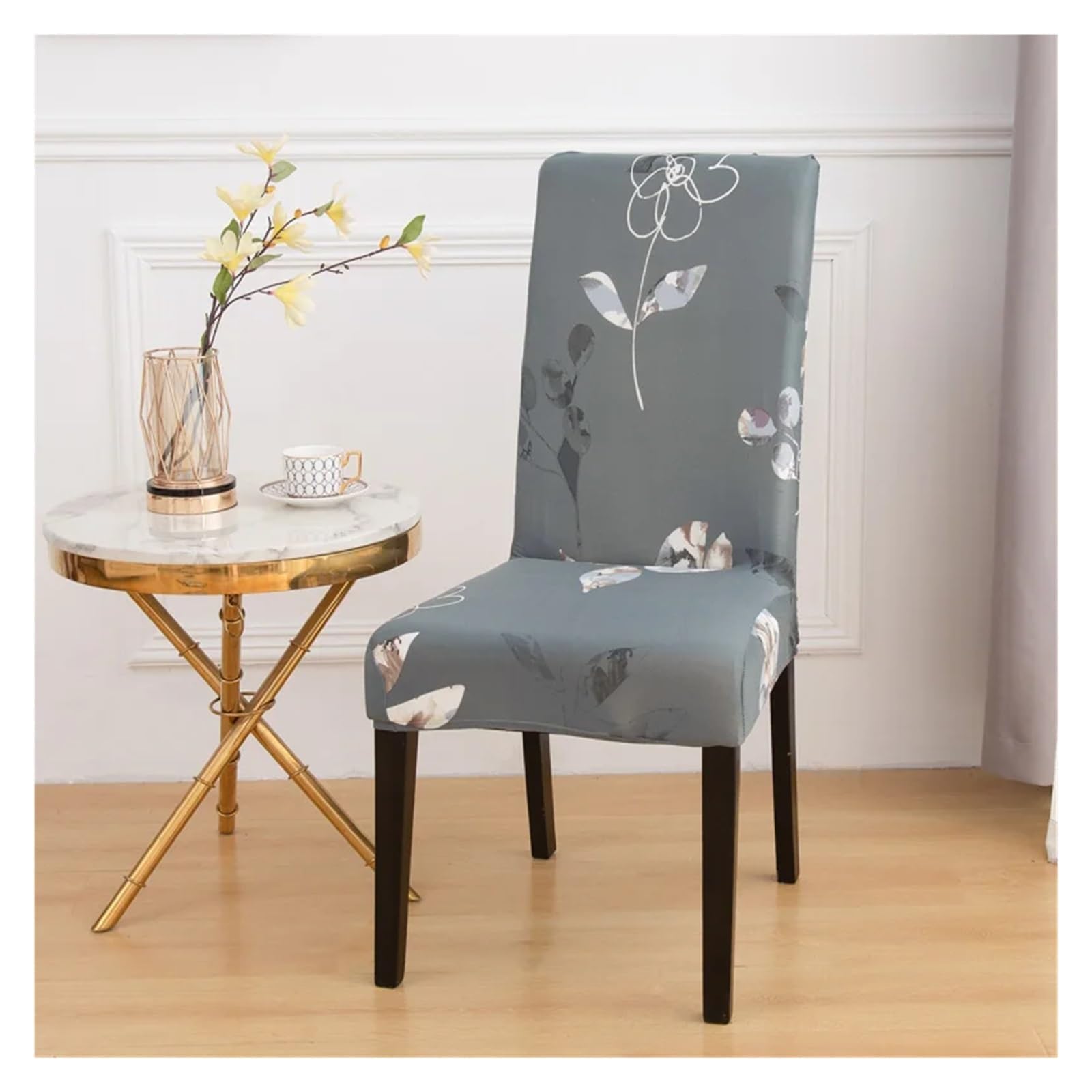 GCYEIDMA Printed Chair Covers 4/6pcs Stretchy Dining Chair Covers with Floral Print - Removable & Machine Washable Slipcovers(J,4PC)