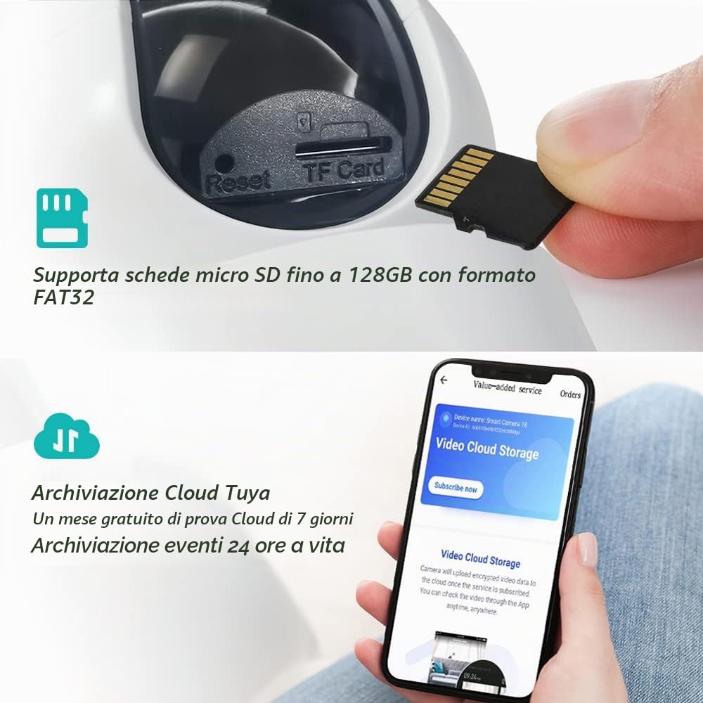 PGST Telecamera Wi-Fi Interno, 1080P Videocamera di Sorveglianza, Tracciamento del Movimento con Sirena, Telecamera WiFi con Rilevamento Umano, Audio Bidirezionale, Funziona con SMART LIFE APP