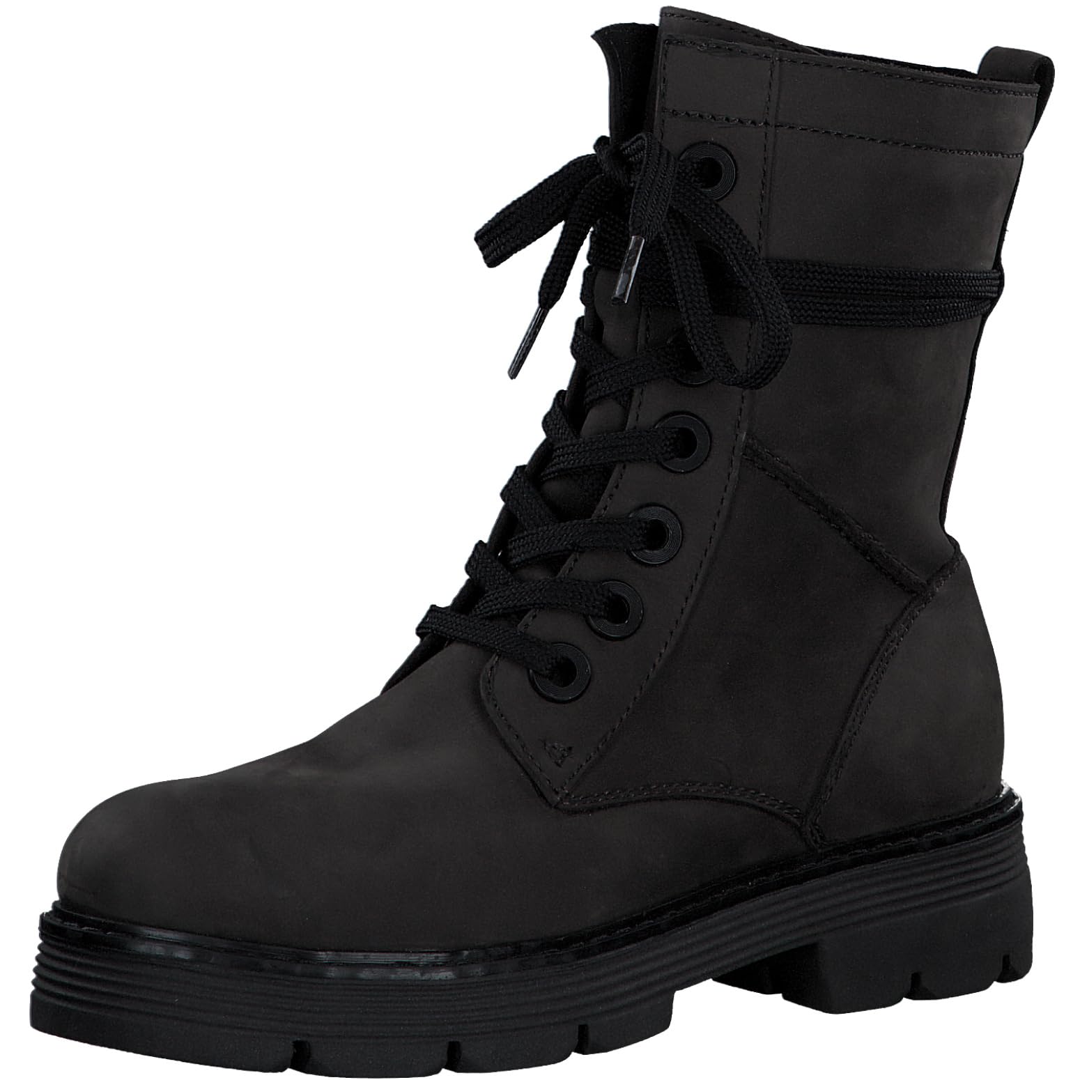 MARCO TOZZI Damen Stiefeletten zum Schnüren aus Leder Plateau, Grau (Anthracite N C), 37 EU