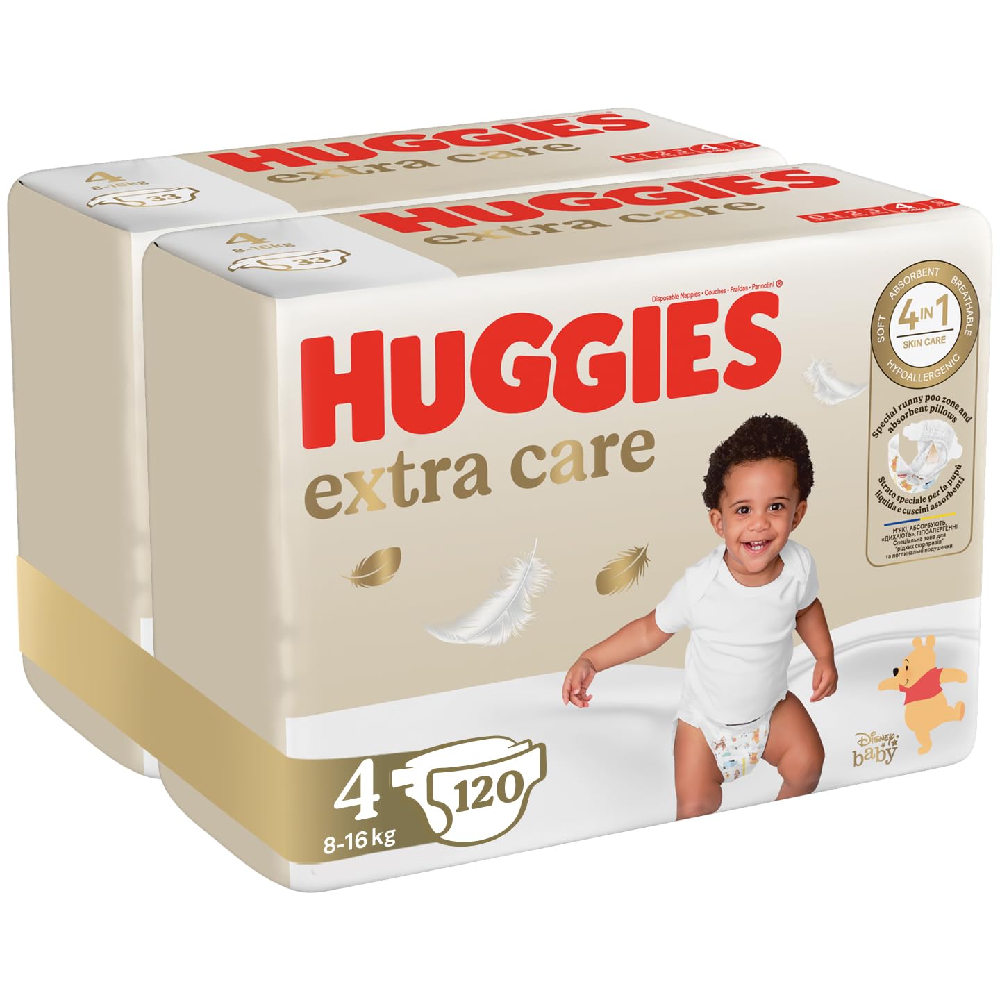 Image secondaire de Couches Huggies Extra Care Taille 4 - 120 pièces pour bébés de 8 à 16 kg