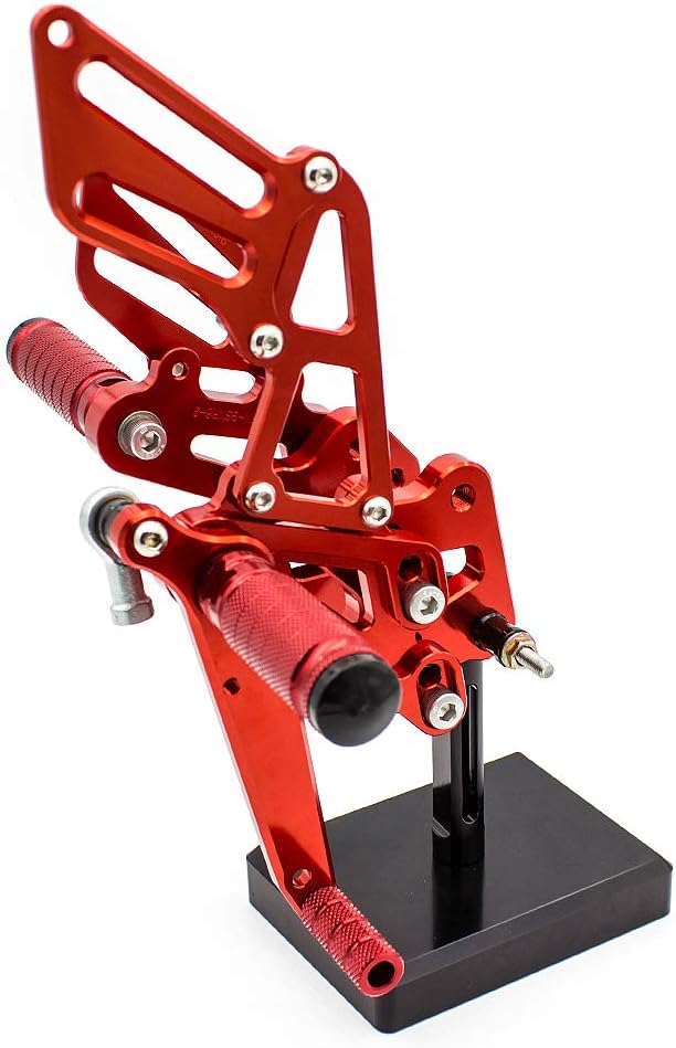 CNC Billet Motorcycle Rearset Foot Pegs Rear Set Footrests Fully Adjustable Foot Boards Compatible with GSX-R GSXR 600 750 GSXR600 GSXR750 GSX-R600 GSX-R750 2006-2010,Red