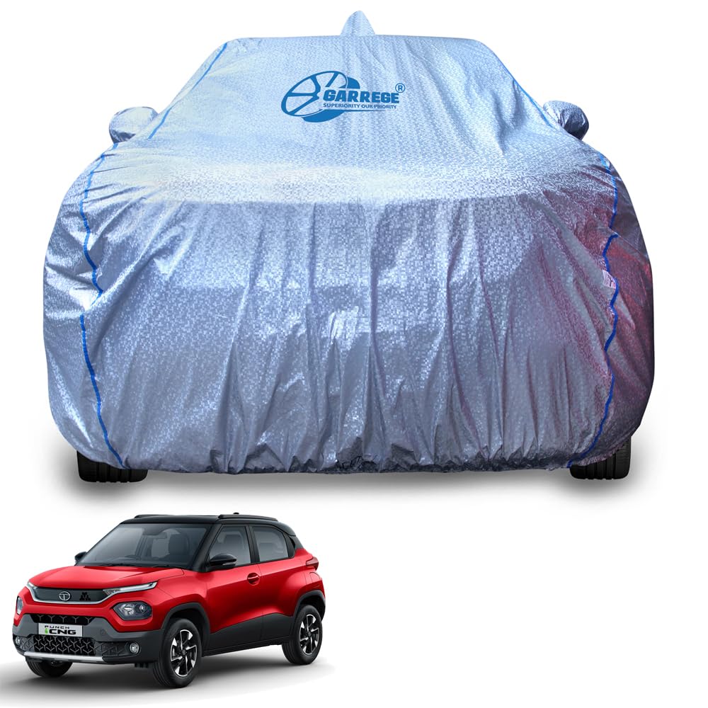 Car Cover (Compatible with Tata Punch All Models Back antina, Punch Adventure Rhythm), Silver