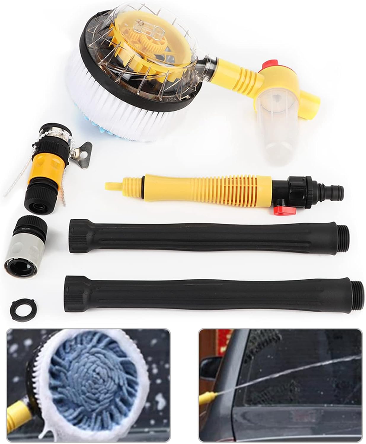 Car Wash Brush Kit, Car Spin Brush Home Car Washing Autospinning Brush Clean Tools High Pressure Washer Accessories Chenille ScratchFree Wash Brush Head for Pressure Washer Brush