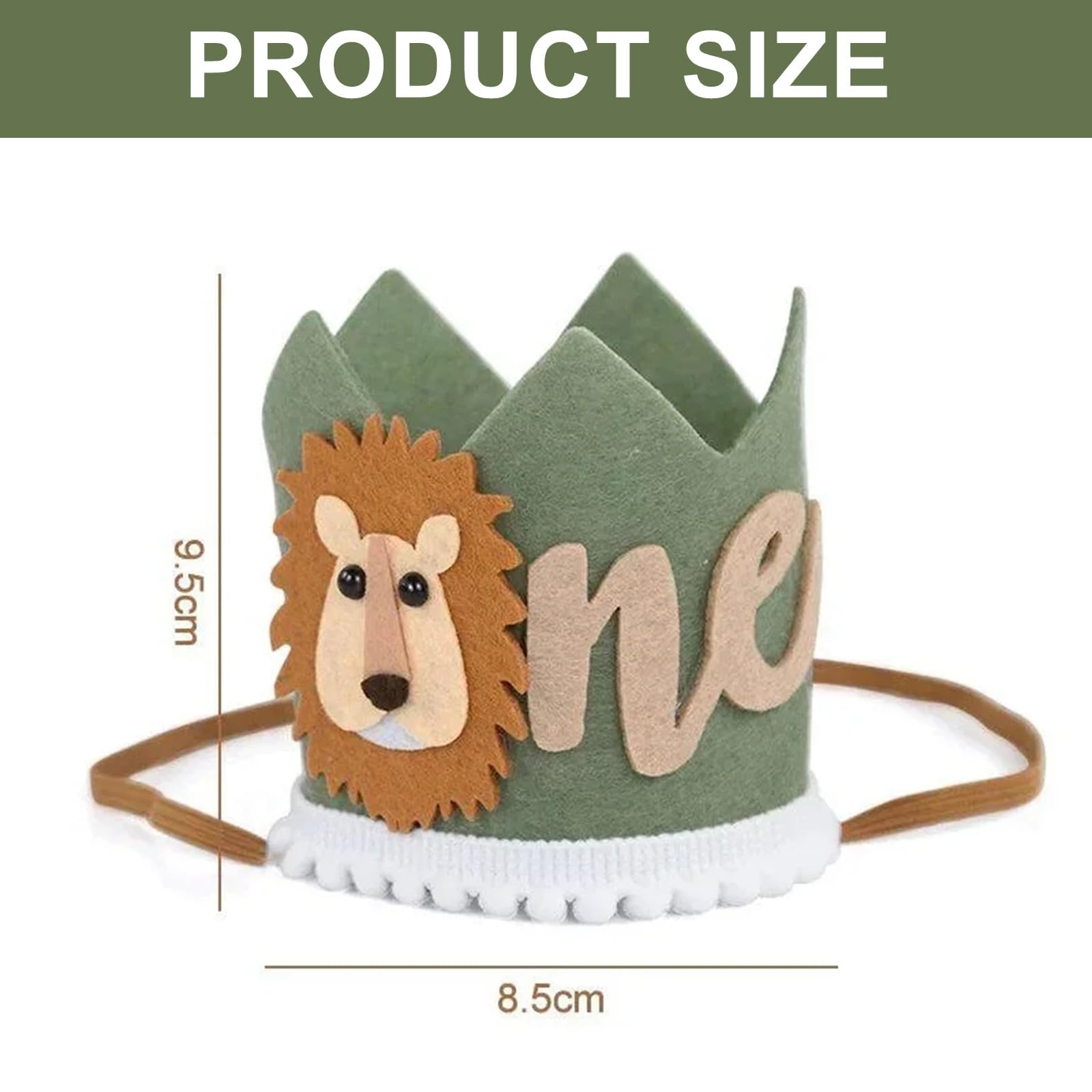 Zbdroxygen Birthday Caps 1st Birthday Hat, Jungle-Themed First Birthday Crown, Grey Green Color, suitable For Role-Playing And Festival Performances 1