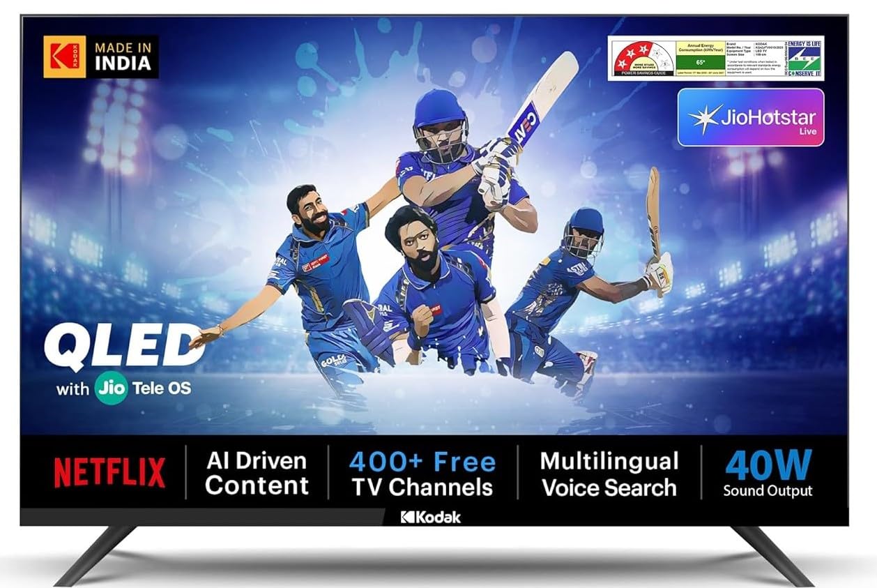 Kodak 108 cm (43 inches) Jio Tele Series QLED TV KQ43JTV0010 (Black)