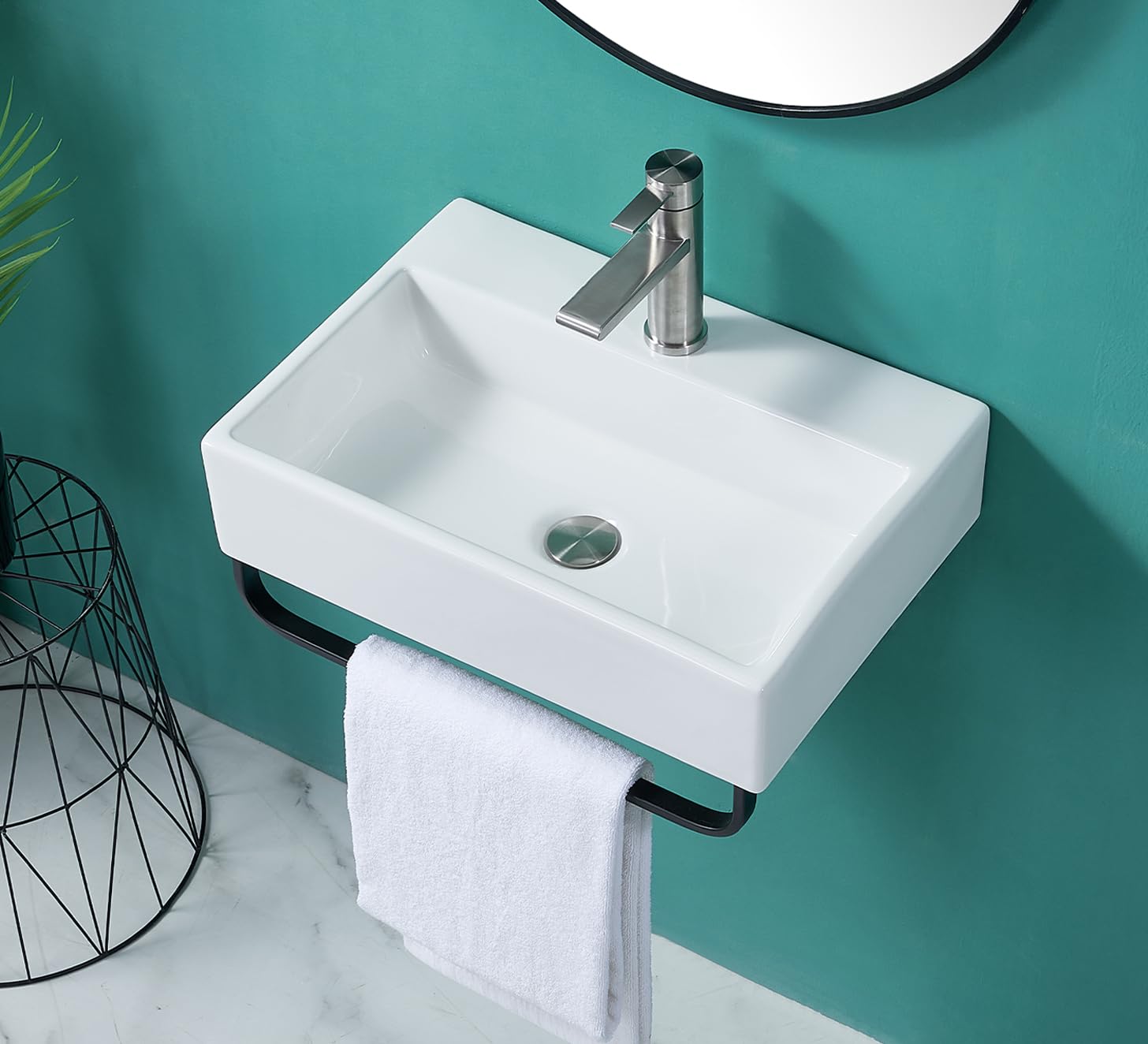 VCCUCINE Modern 21"x14"Wall Mounted Bathroom Vessel Sink with Towel ...
