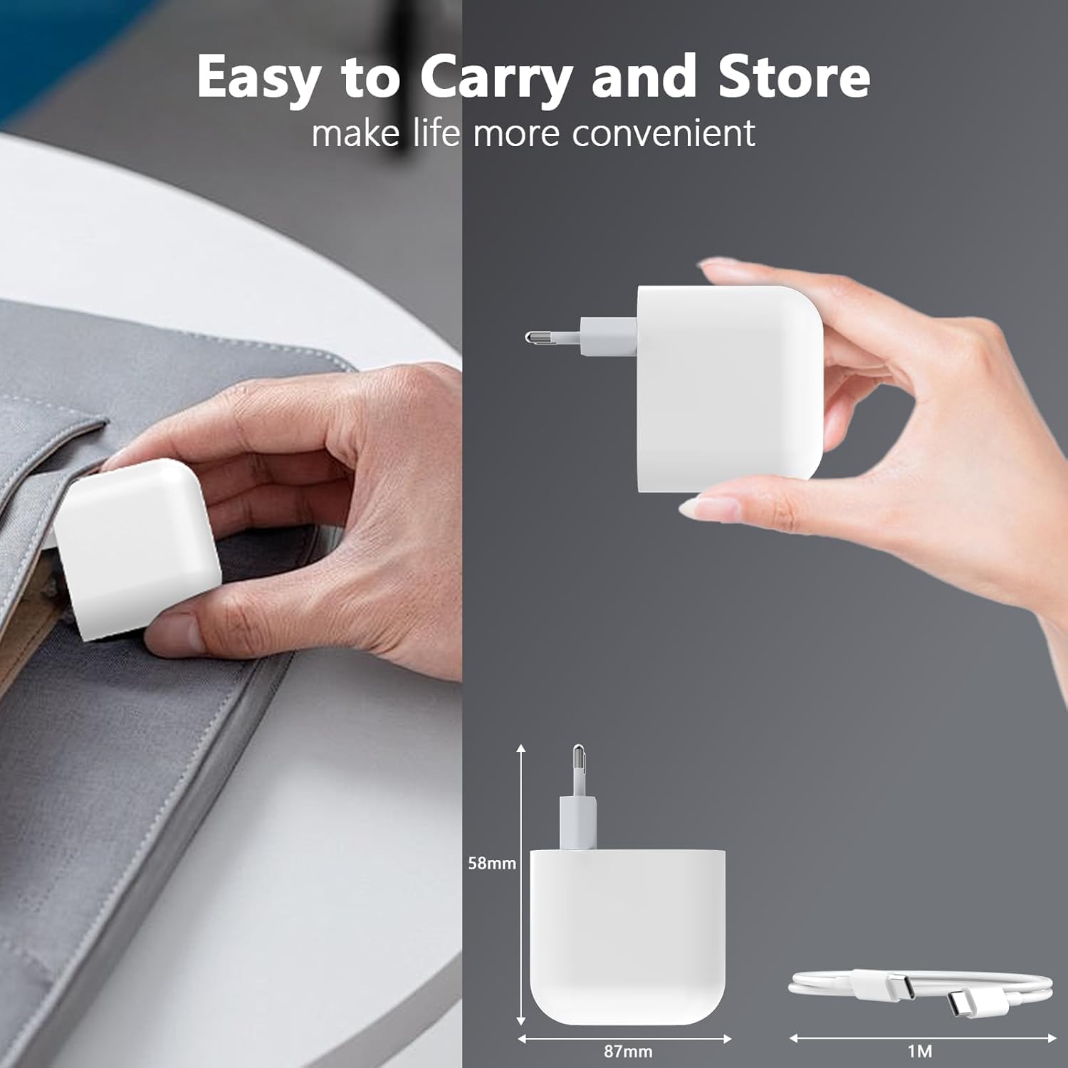 18 W Snellader met USB C-kabel 1 m voor Google Pixel Pro 8a 8 7a 7, 6a 6, 5a 5, 4a 4 4XL, 3a 3a XL 3XL, Snelladerstekker USB C voor Samsung