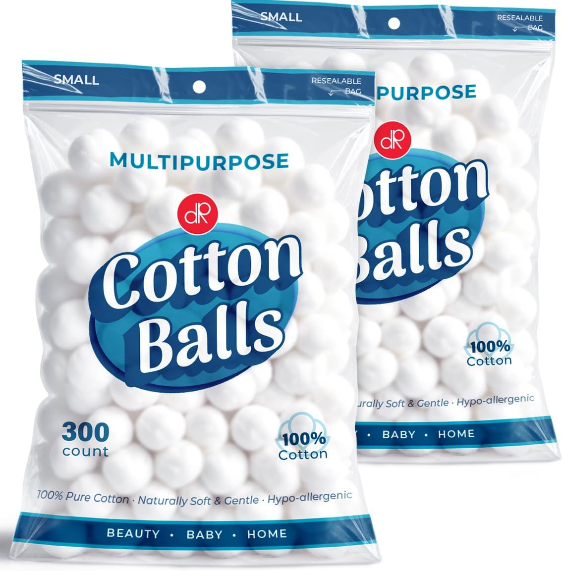 DecorRack 600 ct Small Cotton Balls, 100% Pure Natural Cotton, for Make-Up, Nail Polish Removal, Pet Care, Soft and Absorbent (Pack of 600)