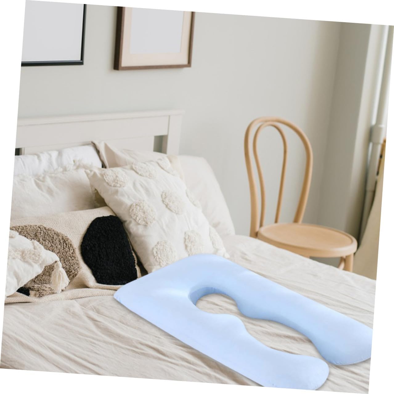 U-Shape Pregnancy Pillow Case, Cotton Body Cushion Cover for Pregnant Women, Sky-Blue, 48.42 X 25.59 Inches, Zipper Design, Comfortable and Durable for Sleeping Support