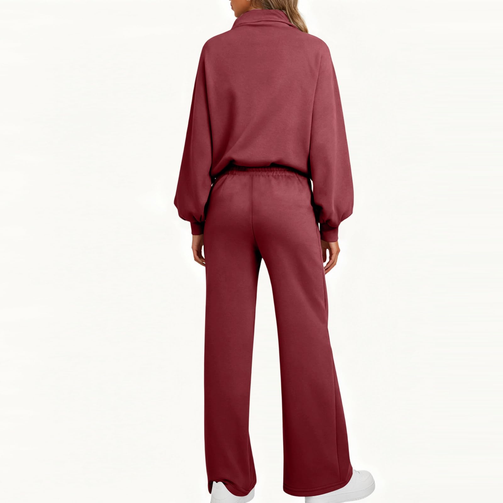 Due Pezzi Donna Sportivo Vita ​Alt Vacanza Top E Pantaloni Manica Lunga Stile di Strada Stirata Tinta Unita
