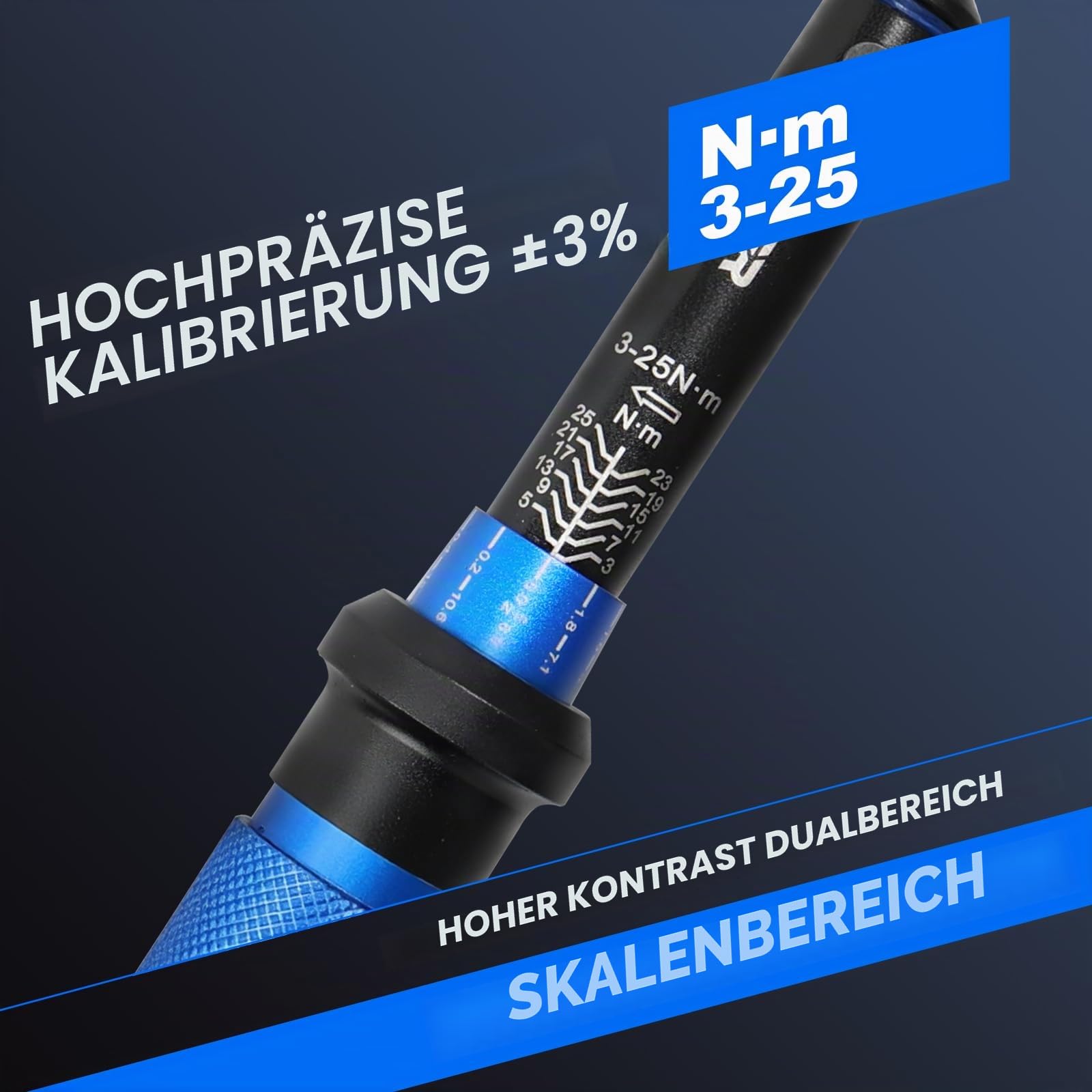 Drehmomentschlüssel Fahrrad, bicycle torque wrench 1/4 Zoll 15-teiliges Set, Drehmomentschlüssel Auto mit Inbussockel und Torx-Bits, Messbereich 3-25 Nm, inklusive Verlängerung,