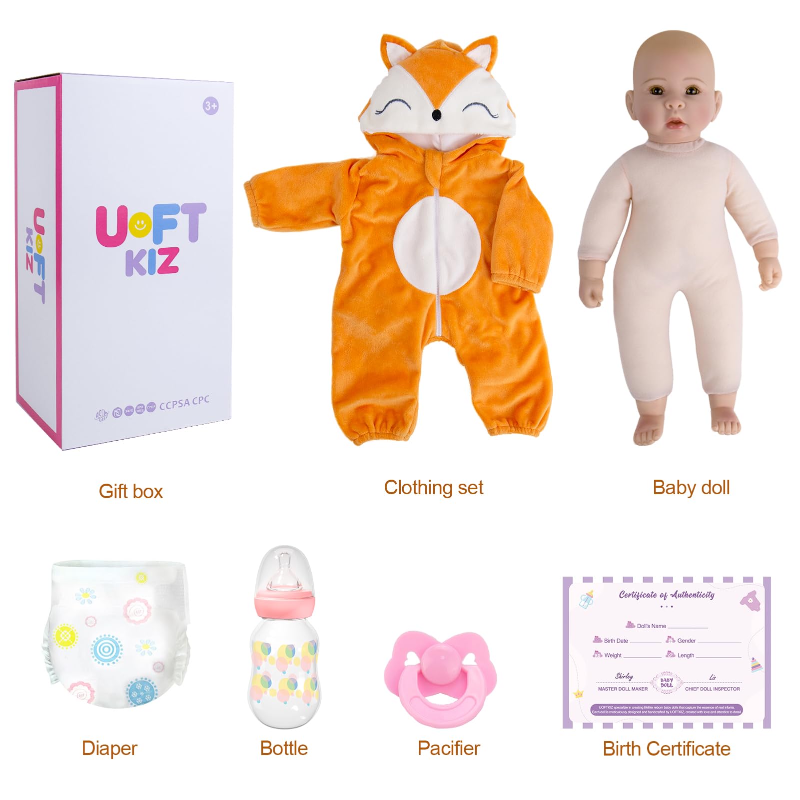 Muñecas de bebé realistas para niña, 17 extremidades de vinilo suave y cuerpo de tela, muñeca de bebé de la vida real, regalo para niños a partir de 3 años 7