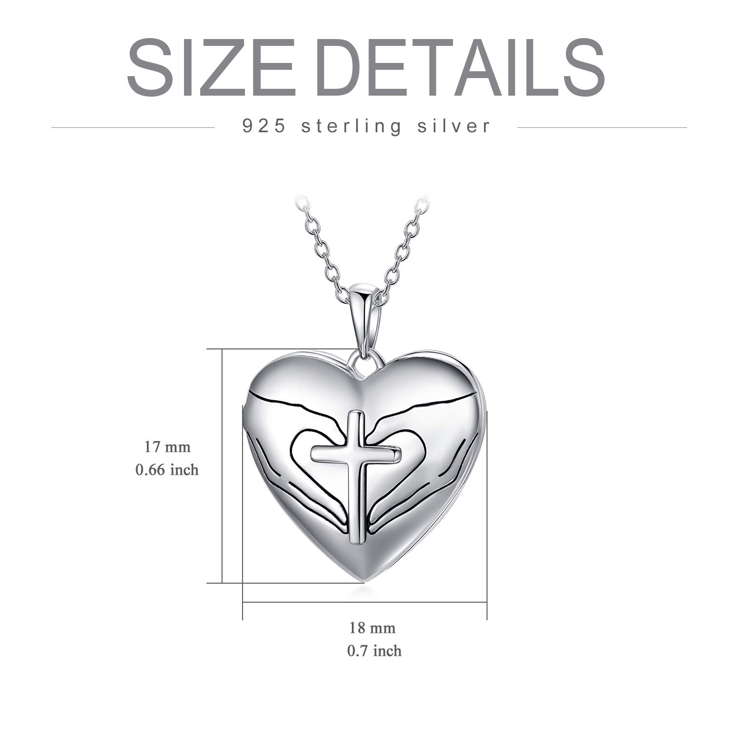 LONAGO - Collana in argento Sterling 925, con medaglione a forma di cuore che può contenere fotografie a scelta