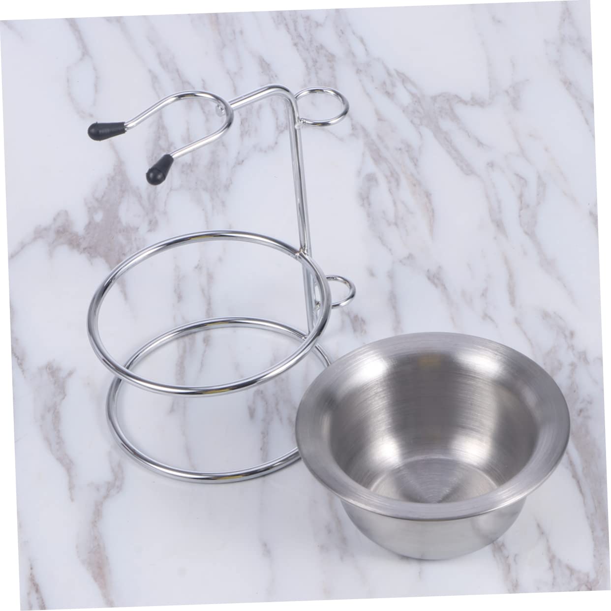 Healeved 2 Piezas soporte y para brochas de afeitar afeitadoras calvas para la cabeza de los hombres soporte de afeitar con cuenco stainless steel portaherramientas soporte de afeitado