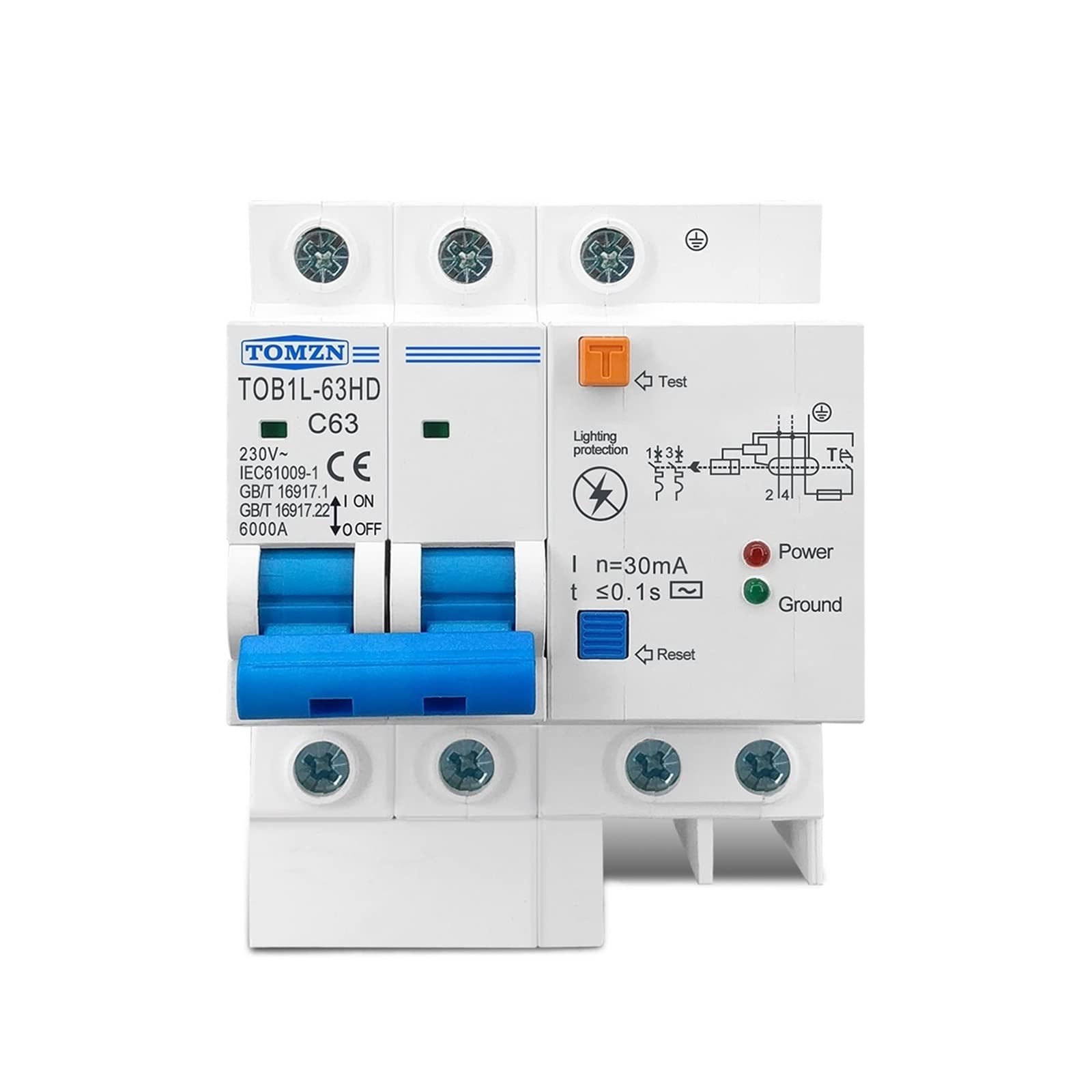 QRUYHBAJU Residual Current Circuit Breaker Main Switch with Surge Protector MCB with Lightning Protection SPD