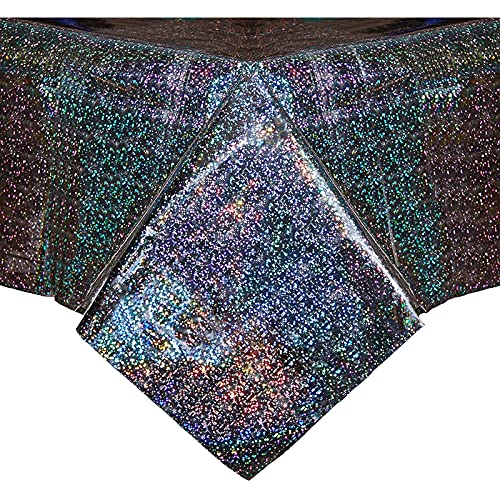 Sparkle And Bash Iridescent Plastic Table Covers, Silver Holographic Foil (54 X 108 In, 3 Pack) #TOP3
