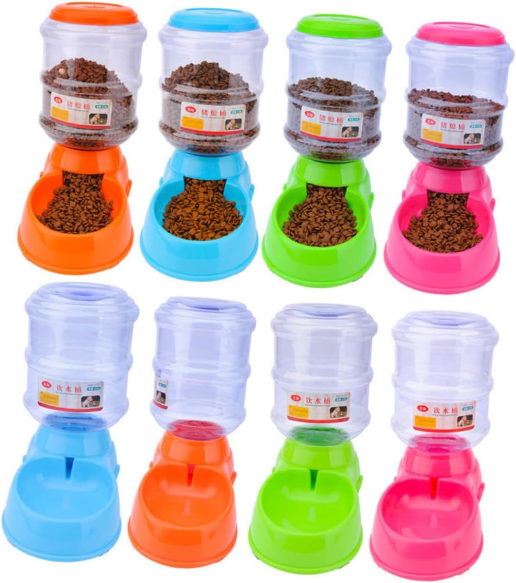 Automatic PET Feeder and Water Bowl 3.5L Orange PET Food Dispenser Automatic Feeding Device for Dogs and Cats Easy to Clean Drinking Fountain