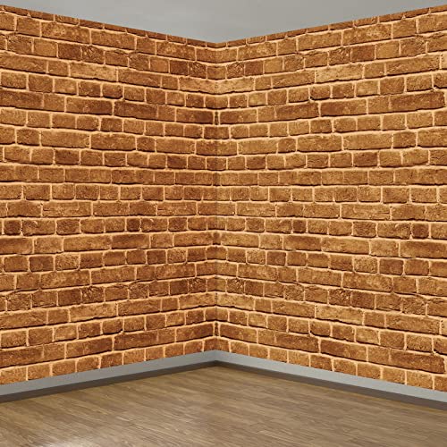 Capoda 3 Pcs 4.5 x 9 Feet Brick Stone Wall Backdrop Brick Wall Tablecloths Magic Wizard Sheet Table Cover Retro Red Backdrop for Wizard Party