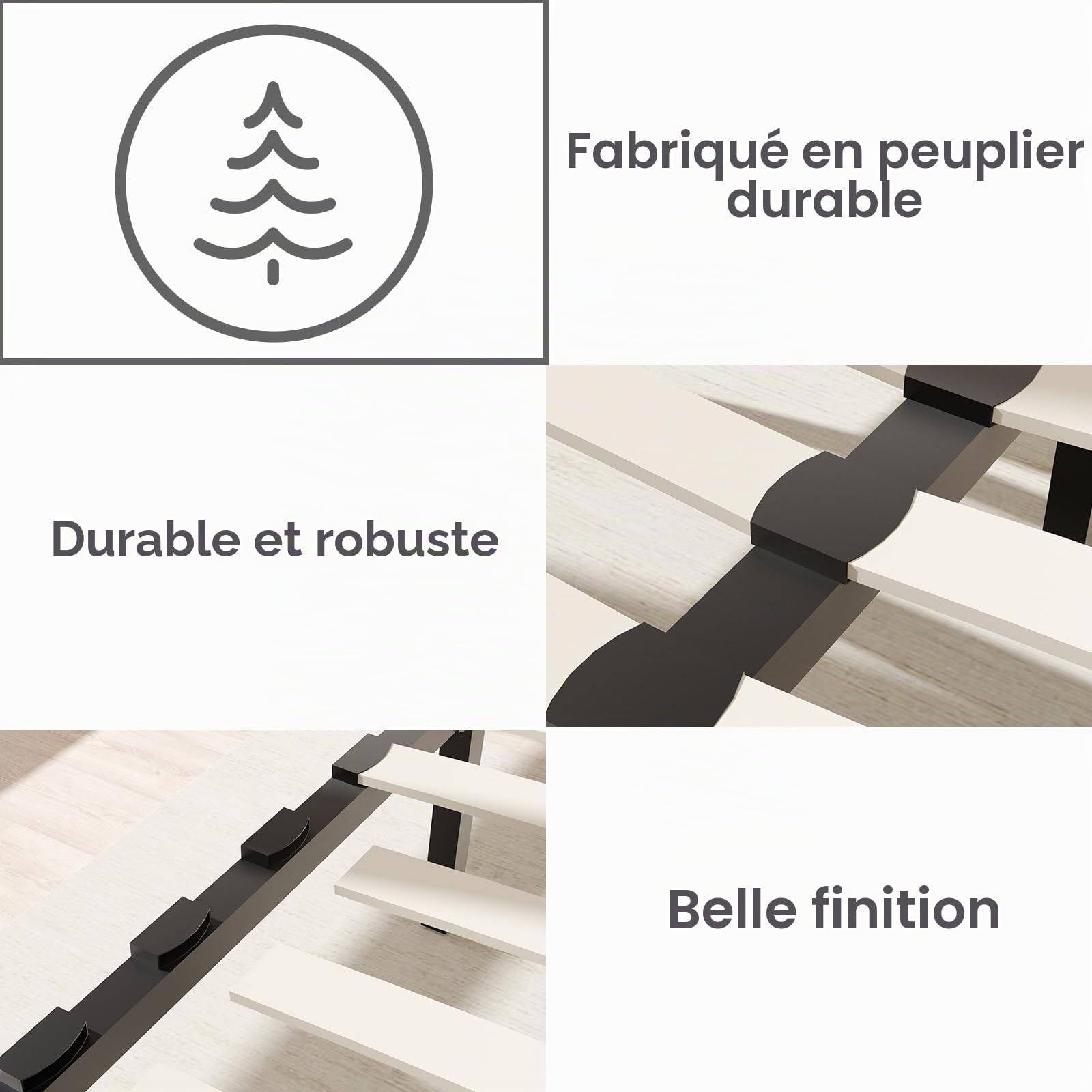 TEENO - Sommier 140x190cm avec 9 Pieds - 2x14 Lattes - Lit avec Sommier à Lattes pour Adulte - Résistant et Confortable