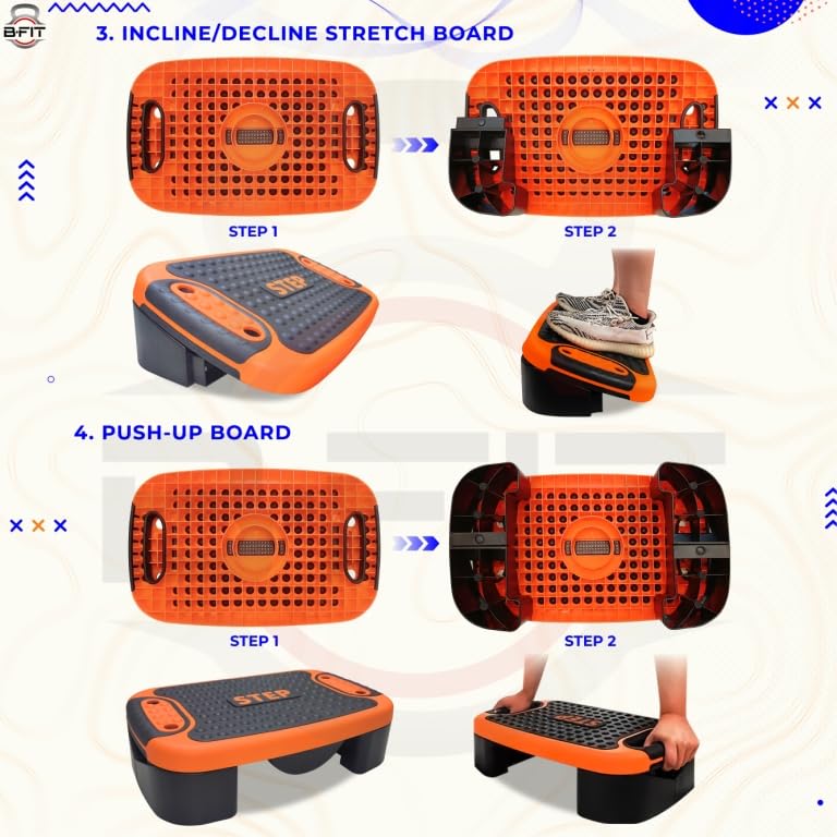 Image of B Fit Premium Quality Aerobic Steppers (53X33X13 CM-ORANGE)