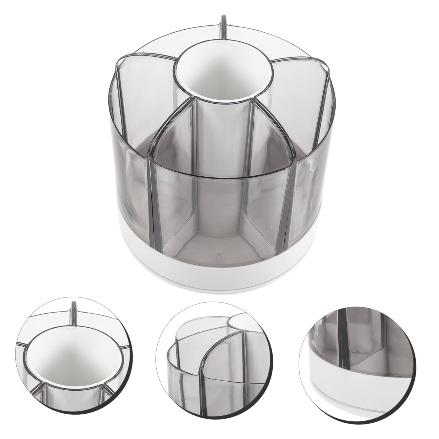 Organisateur Rotatif 2 Pièces Pour Pinceaux Maquillage Et Stylos - Blanc - Rangement Bureau Et Cosmétiques - 8