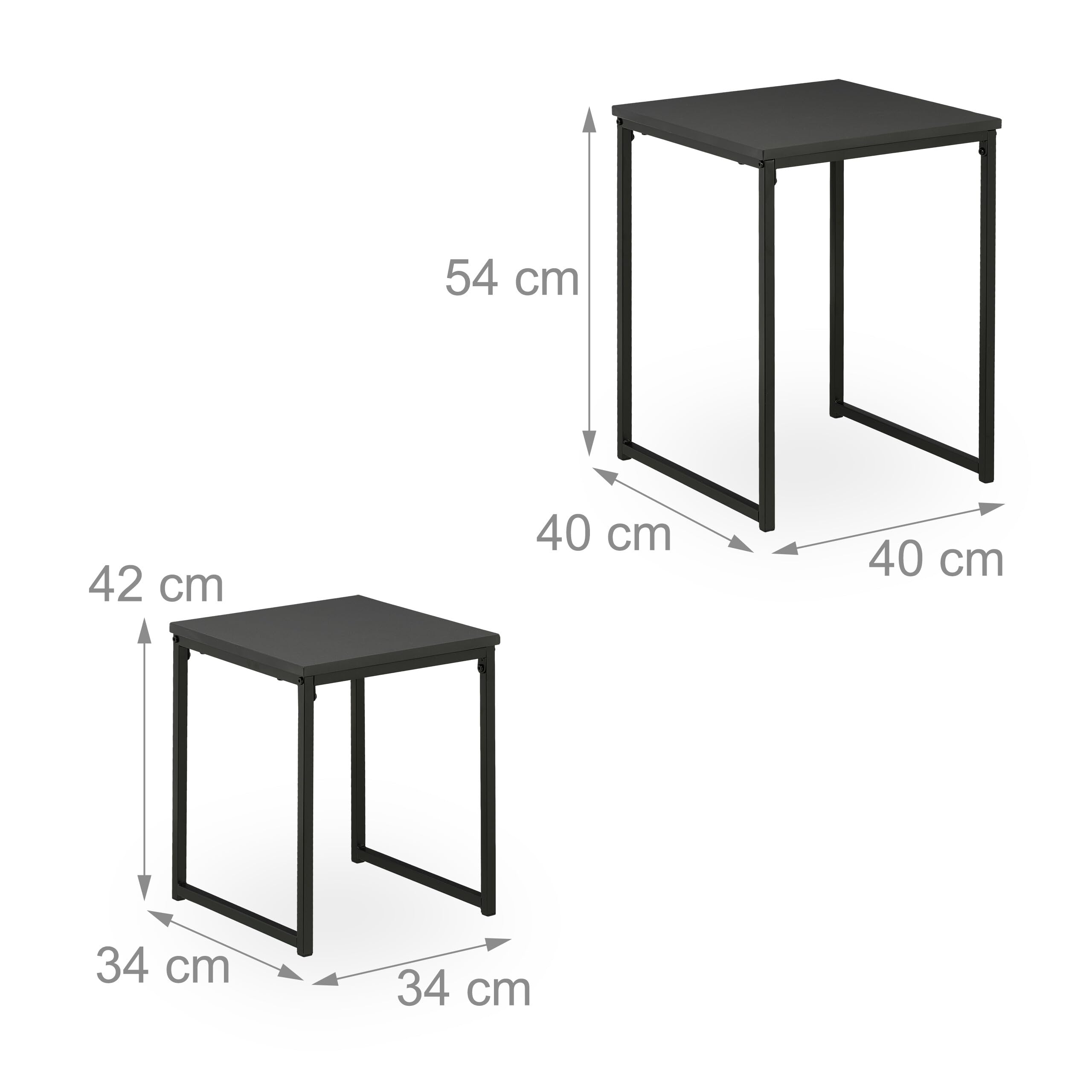 Relaxdays Beistelltisch 2er Set, quadratisch, Metall, schwarz