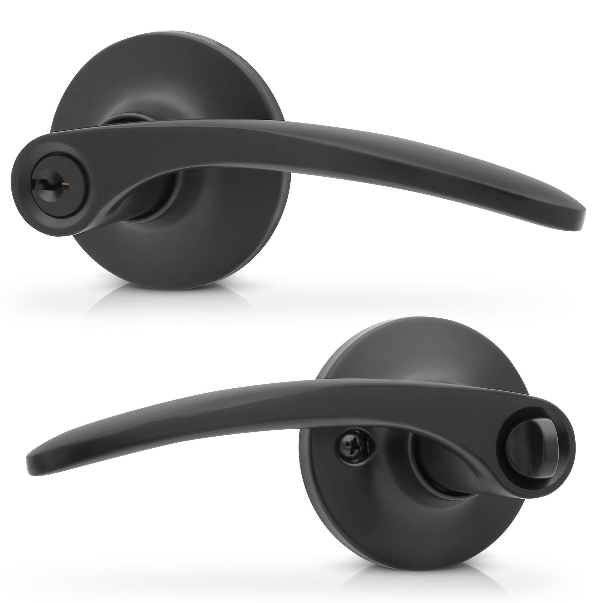 Poignée de porte réversible 8108700 noir mat avec fonction d'entrée à clé pour pièce intérieure