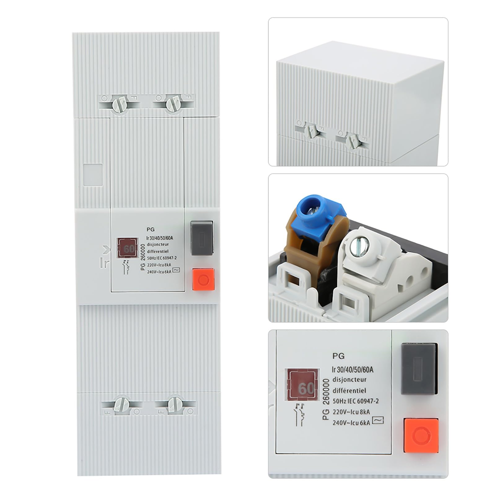 Jadeshay Disjoncteur Électrique 30-60A 50Hz / 60Hz 2P Disjoncteur Commutateur d'air de Protection Interrupteur Basse Tension Commutateur avec Protection Multiple pour Système Électrique
