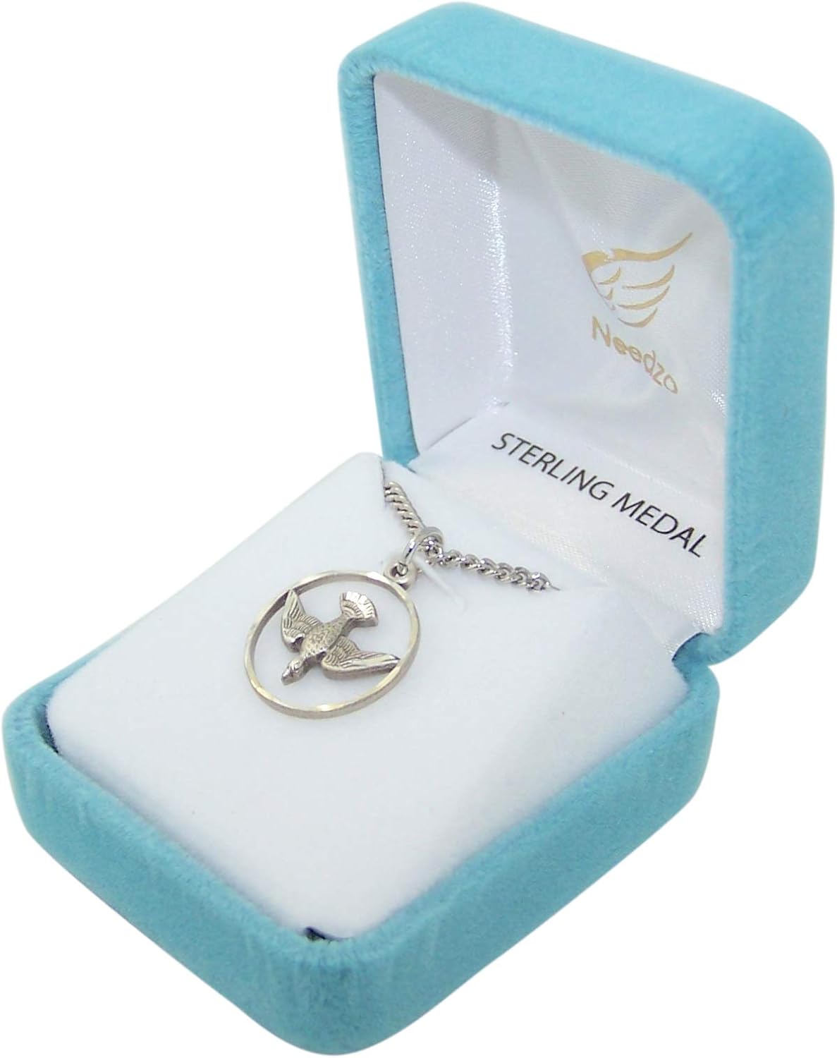 Sterling Silver Open Circle Holy Spirit Dove Confirmation Necklace for Teenage Girls, 3/4 Inch