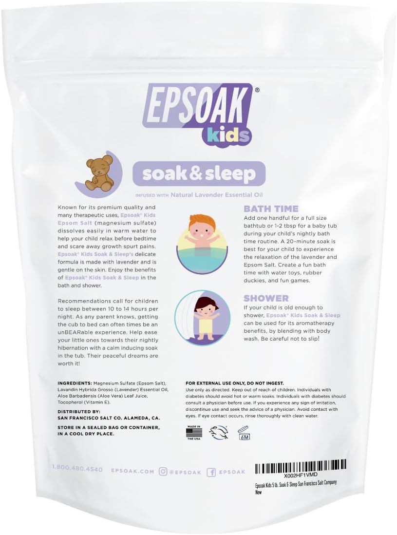 Epsoak Kids 5 lb. Bulk Bag Lavender Soak & Sleep Epsom Salt - San Francisco Salt Company - Image 2