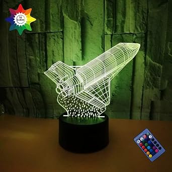 Optical Illusion 3D Rocket Night Light 16 Colors Changing USB Power Remote Control Touch Switch Decor Lamp LED Table Desk Lamp