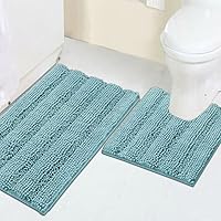 Vista 116 de Turquoize Alfombras de Baño Chenille Peludas Alfombra de Baño Antideslizante Gruesas Alfombras de Baño Peludas para Baño Chenille Juego de Alfombra