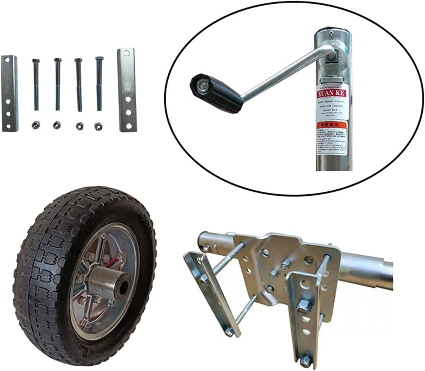 Trailer Jack Wheel - Bolt-On Swivel Tongue Jack, Swivel Trailer Jockey Wheel, Heavy Duty Boat Jockey with 10" Wheels, 900kg Telescopic Boat(