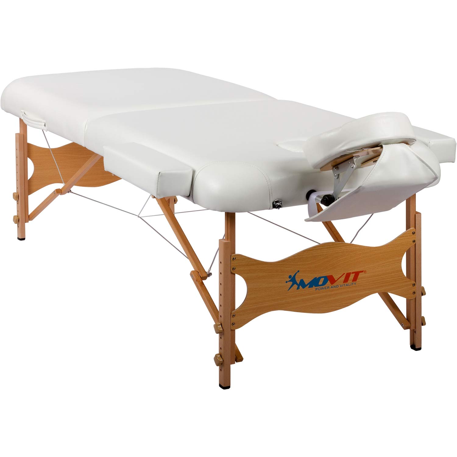 MOVIT Deluxe Massageliege inkl. Tasche, XXL Breite 80 cm, 8 cm Polsterung, Vollholzgestell, Farbwahl, schadstoffgeprüft, weiß
