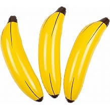3 Pcs Inflatable Banana,60cm Giant Inflatables Bananas,Inflatable Pool Props,Yellow Blow Up Banana Pool Party Accessories,Tropical Party Decorations for Photo Booth,Water Fun,Summer Events,Hen Parties