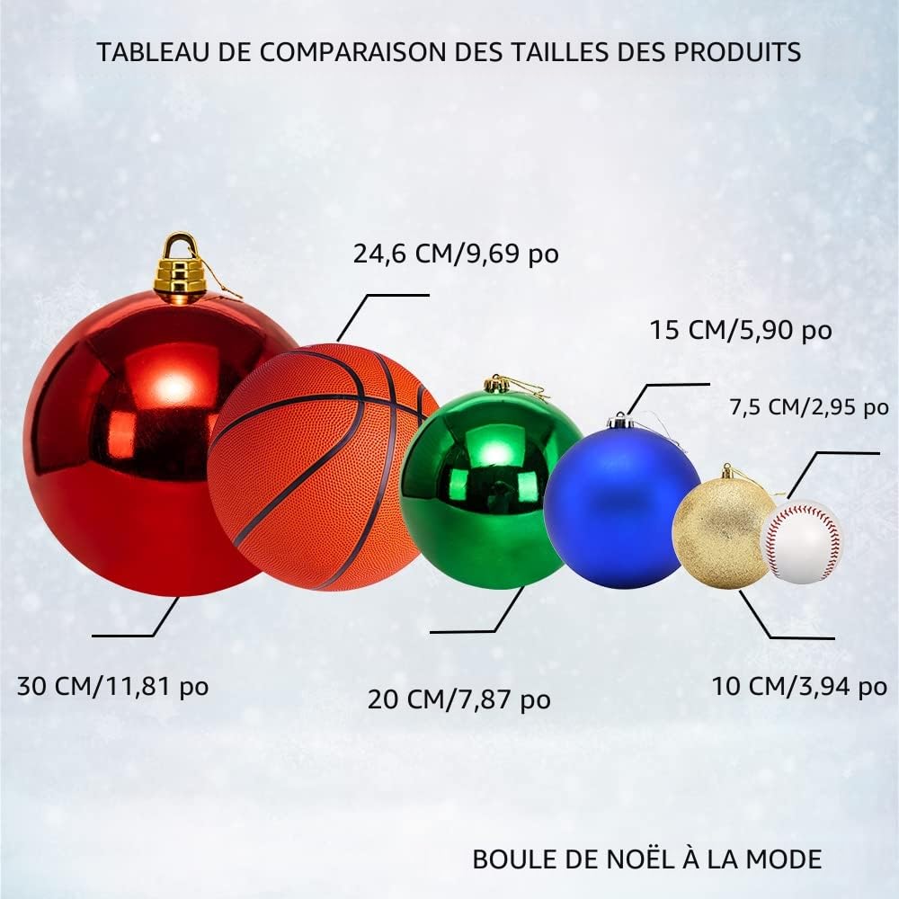 Benjia Boules de Noel Grosses Exterieur, Boule Géante Résistants Groose XXL Boules Plastique Suspendre (15cm/4pcs, Blanc)