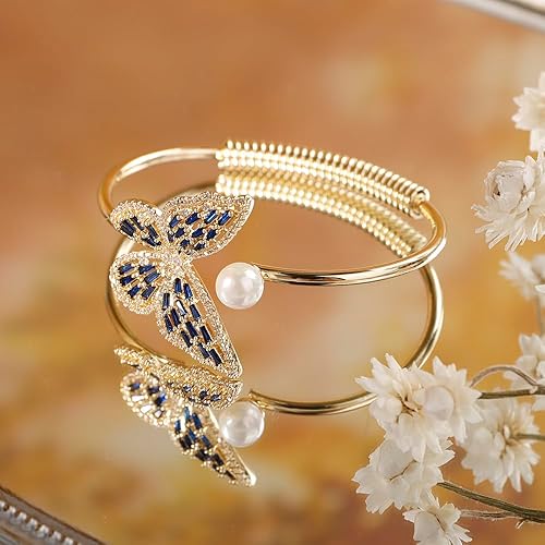Vista 5 de Aimimier Pulsera de perlas de mariposa de cristal o para mujeres y niñas