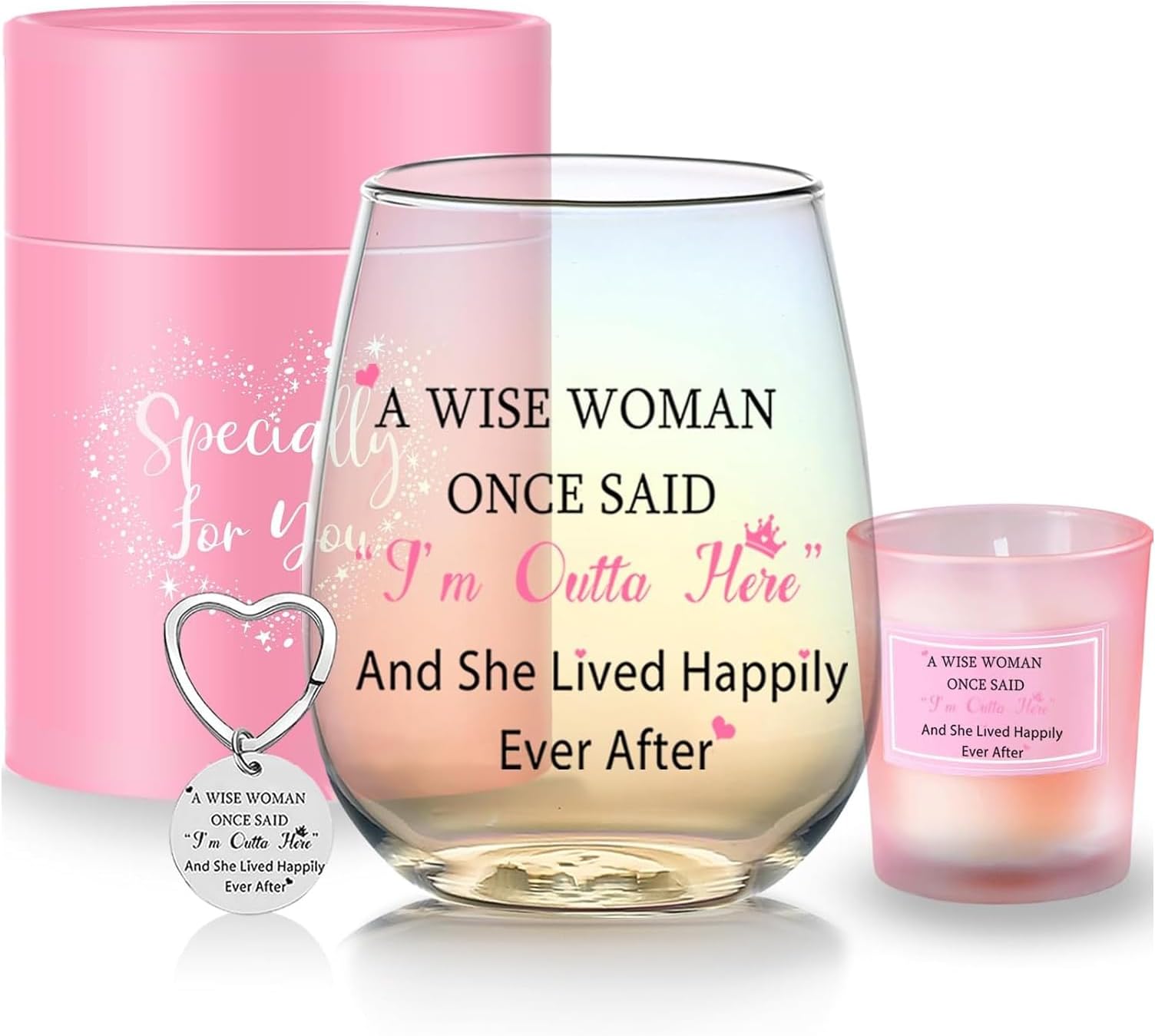 Yalucky Leaving Gifts For Colleagues Iridescent Wine Glasses Retirement Women Thank You Goodby Friend Birthday Teacher Presents Pink Ladies