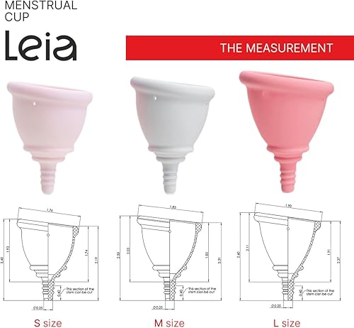 Miniatura 4 de Leia Copa menstrual suave con estuche de transporte de metal  Diseño OBGYN  Cuello bajo  Borde firme  Soporte muscular  Tazas para adolescentes