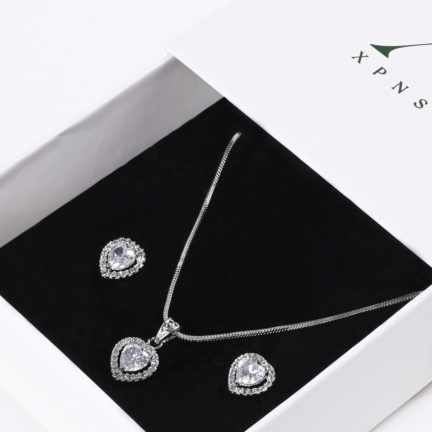 Princess Cut Pendant Set for Him & Her, Option in 10 Different Silver