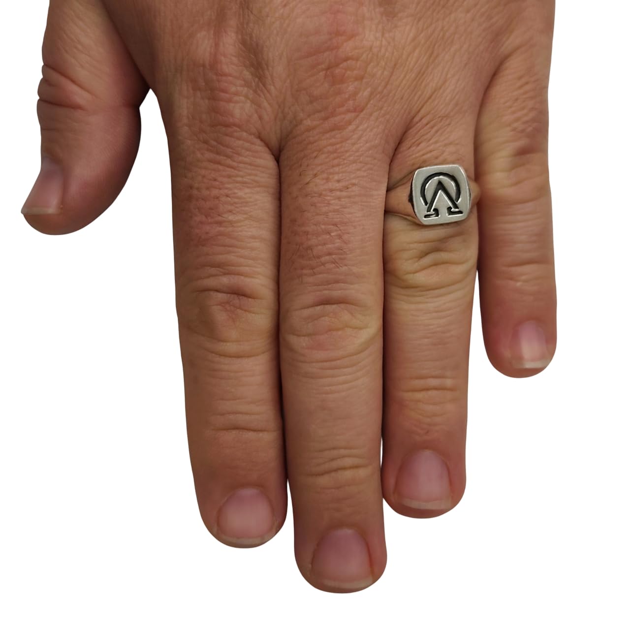 Anillo artesanal de plata 925 Alpha Omega – Anillo cristiano para hombre