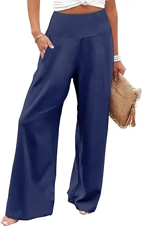 JZC Women's Palazzo Lounge Pants Casual Wide Leg Pants High Waist Flowy Toursers with Pockets