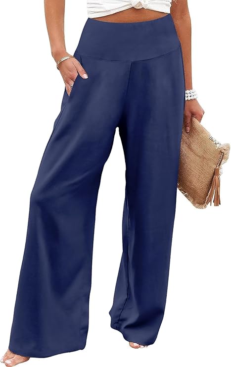 JZC Women's Palazzo Lounge Pants Casual Wide Leg Pants High Waist Flowy Toursers with Pockets