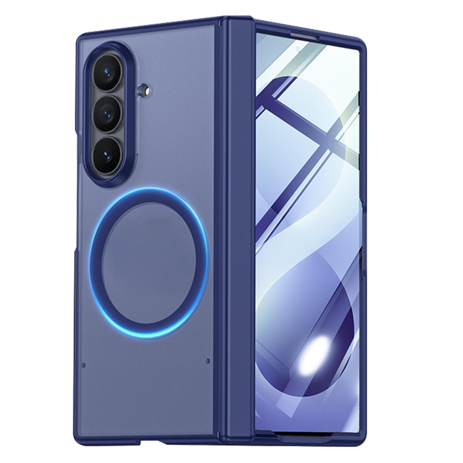Custodia Sottile For Samsung Galaxy Z Fold 8 Ultra/Fold 8, Protezione For Schermo Con Ricarica Wireless, Cerniera, Custodia Posteriore Magnetica Antiurto(Blue,Fold 8 Ultra)