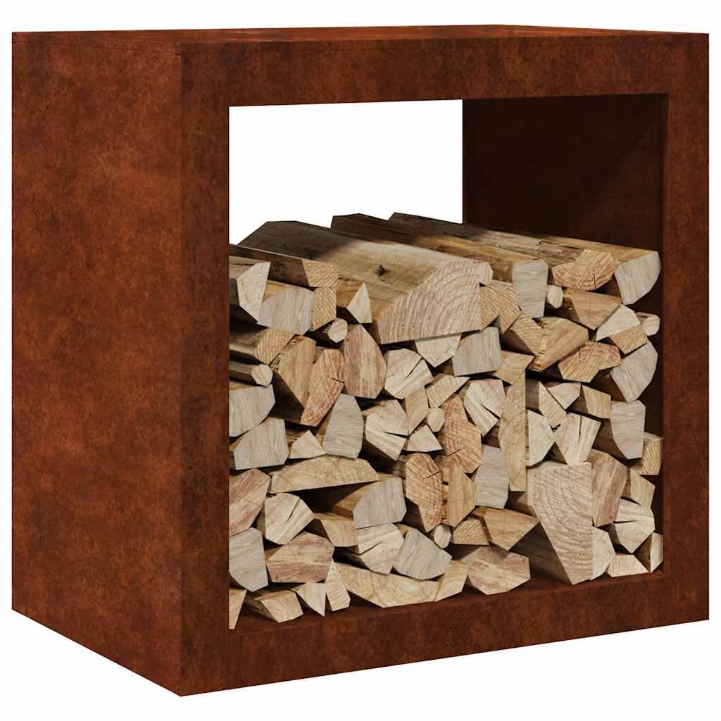 Estantería para leña de acero resistente a la intemperie, 60 x 40 x 60 cm, estantería de leña para leña, soporte de almacenamiento y almacenamiento, para interior, salón, terraza, jardín