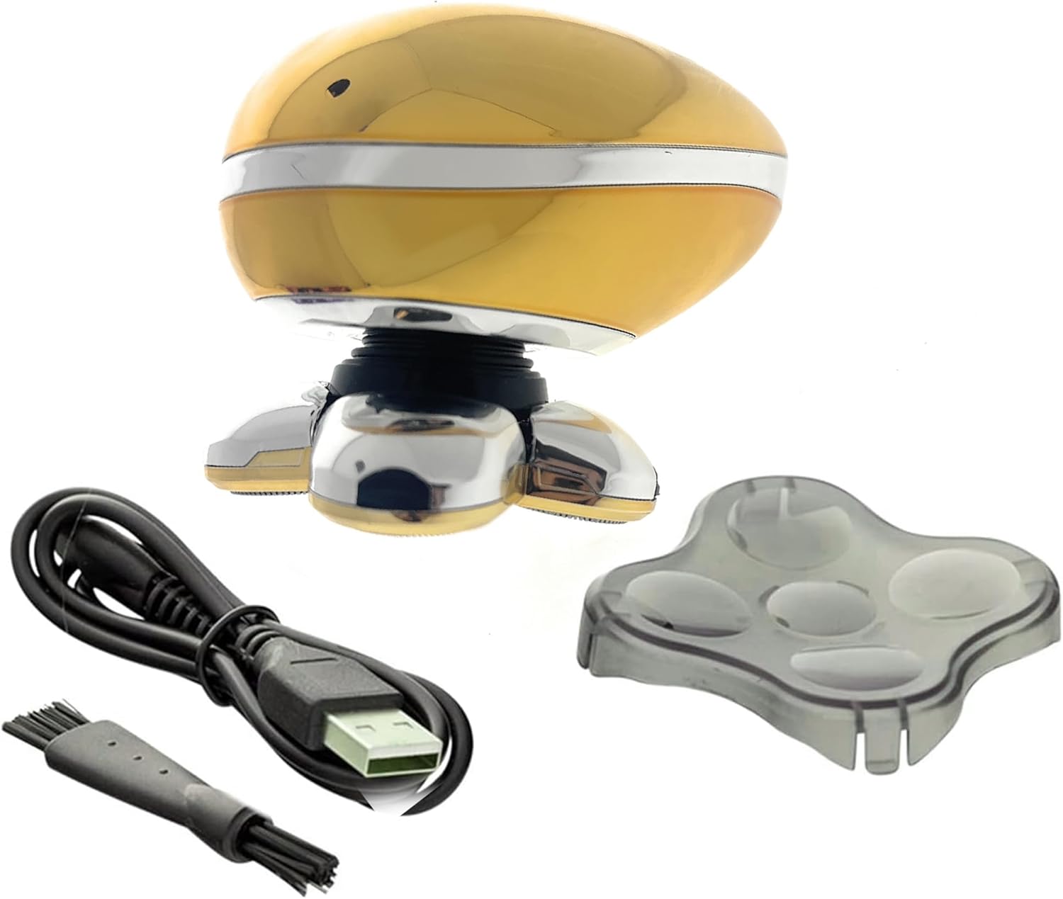 Pop Sonic 5-Head Electric Shaver Kit - Unisex (Gold) Shaver for Face, Head & Body - Smooth, Waterproof USB Rechargeable Trimmer with 360-Degree Precision Cut Heads for Men & Women