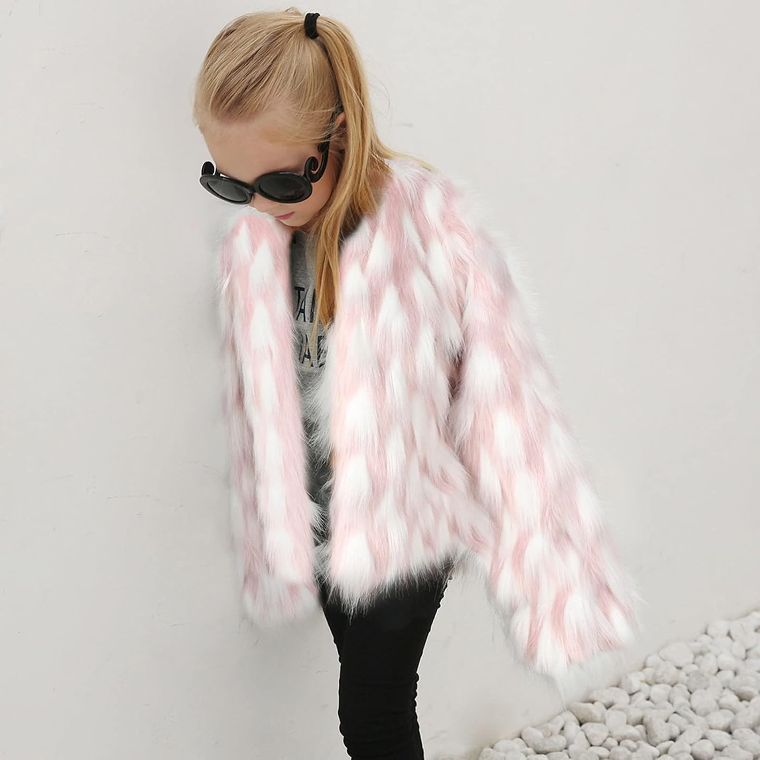 Kids Baby Girl Long Sleeve Furry Jacket Toddler Faux Fur Jacket Coat Winter Thick Warm Fleece Coat Trendy Cardigan